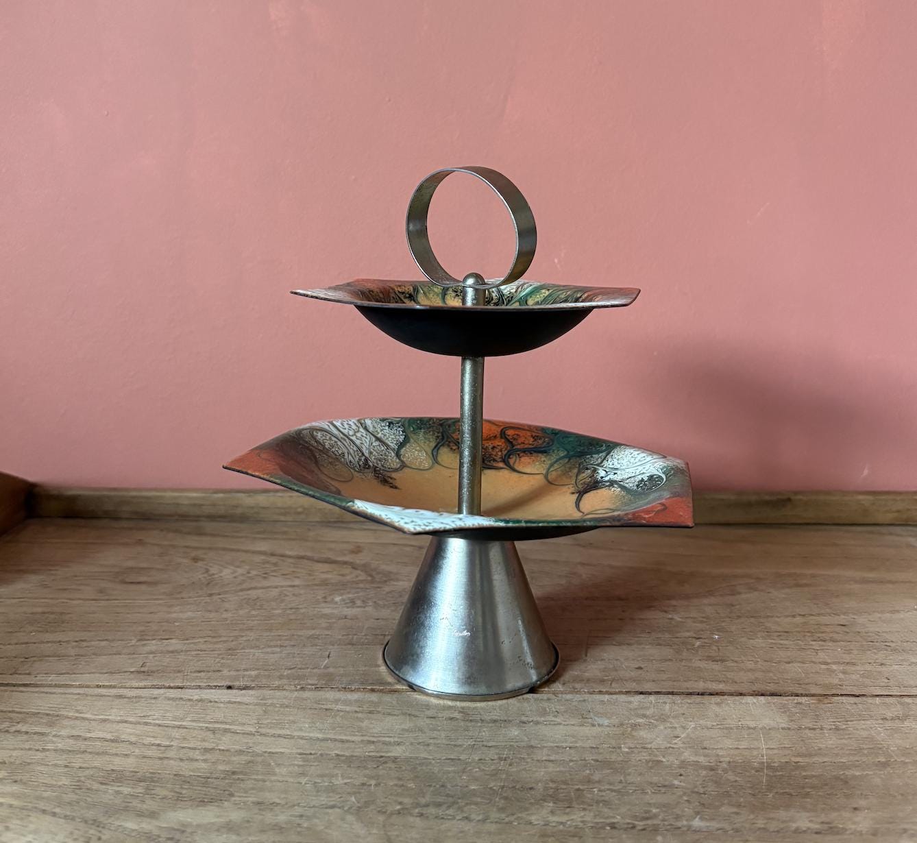 Two Tiered Enamel Display Stand - East German
