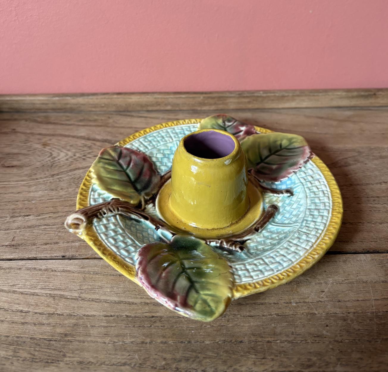 Majolica Tooth Pick Holder Plate