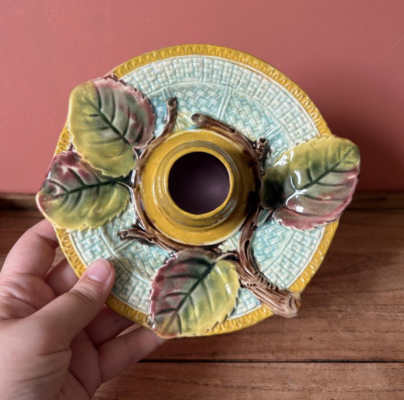 Majolica Tooth Pick Holder Plate