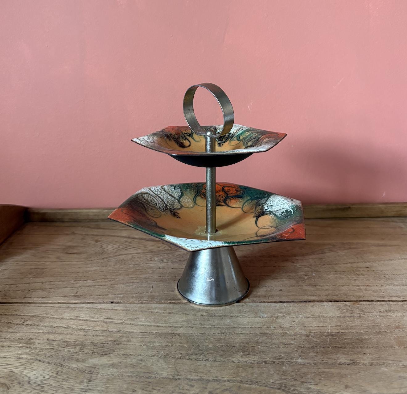 Two Tiered Enamel Display Stand - East German