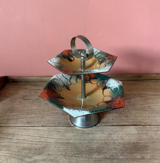 Two Tiered Enamel Display Stand - East German