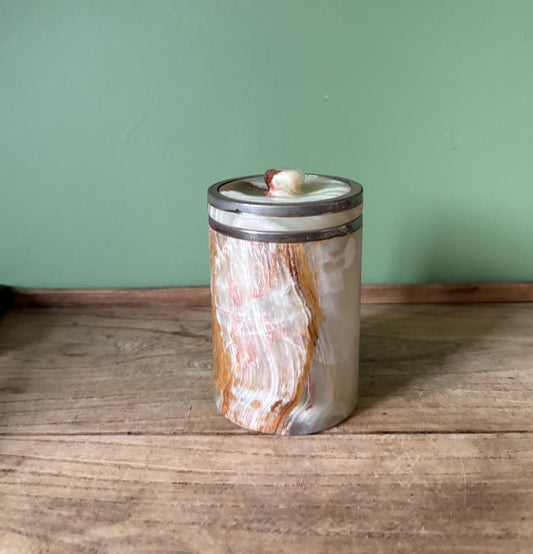 Onyx & Metal Storage Pot