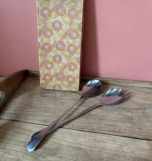 Pair of Chrome Plate Salad Servers in Original Box