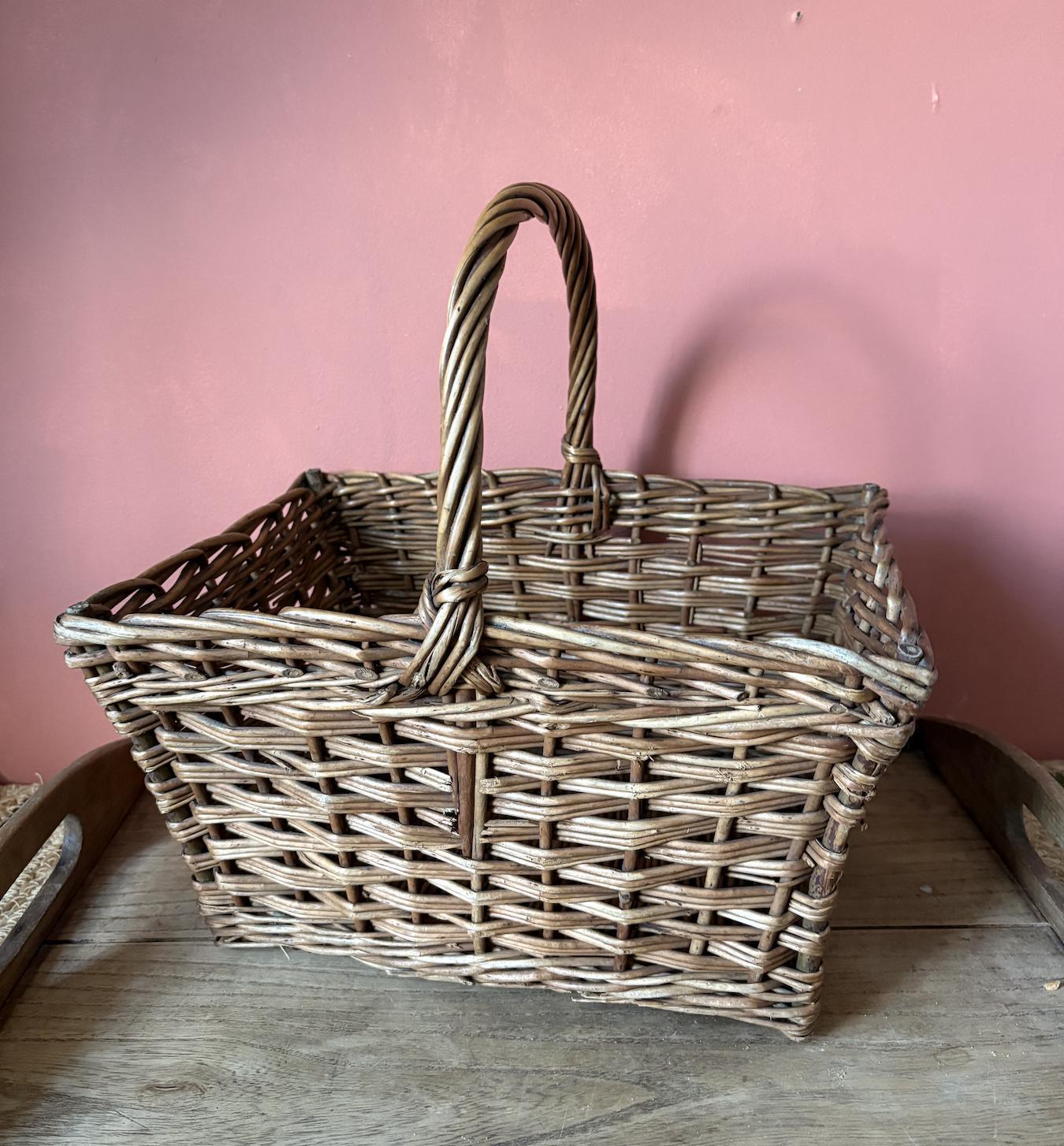 Vintage Oblong Wicker Basket