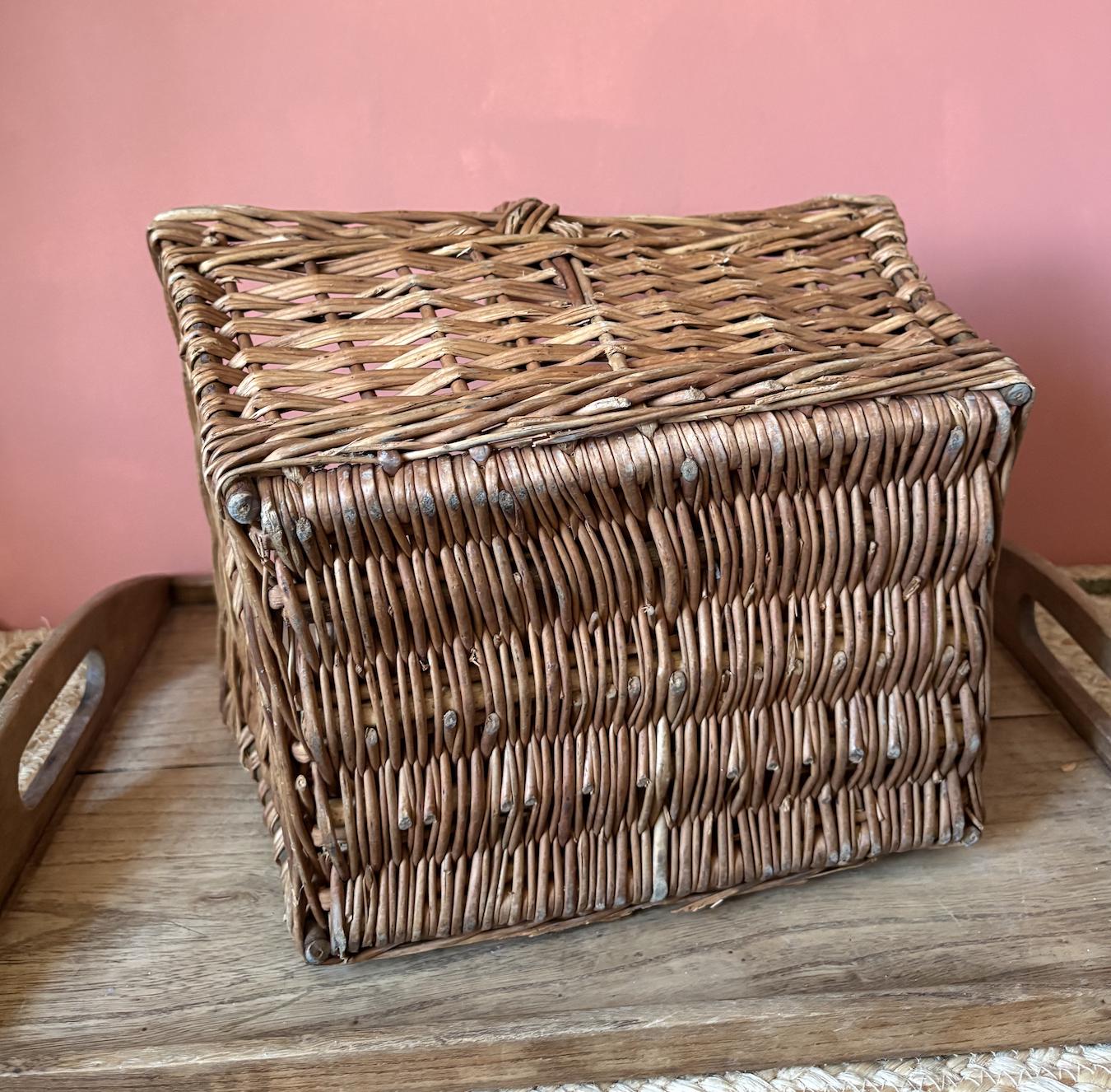 Vintage Oblong Wicker Basket
