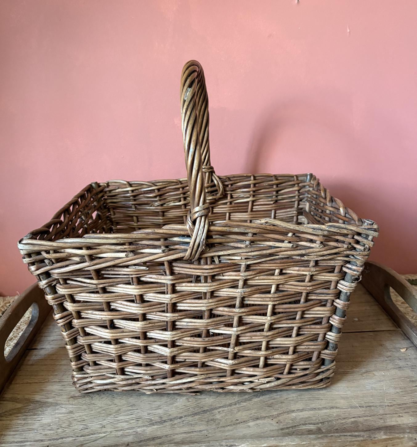 Vintage Oblong Wicker Basket