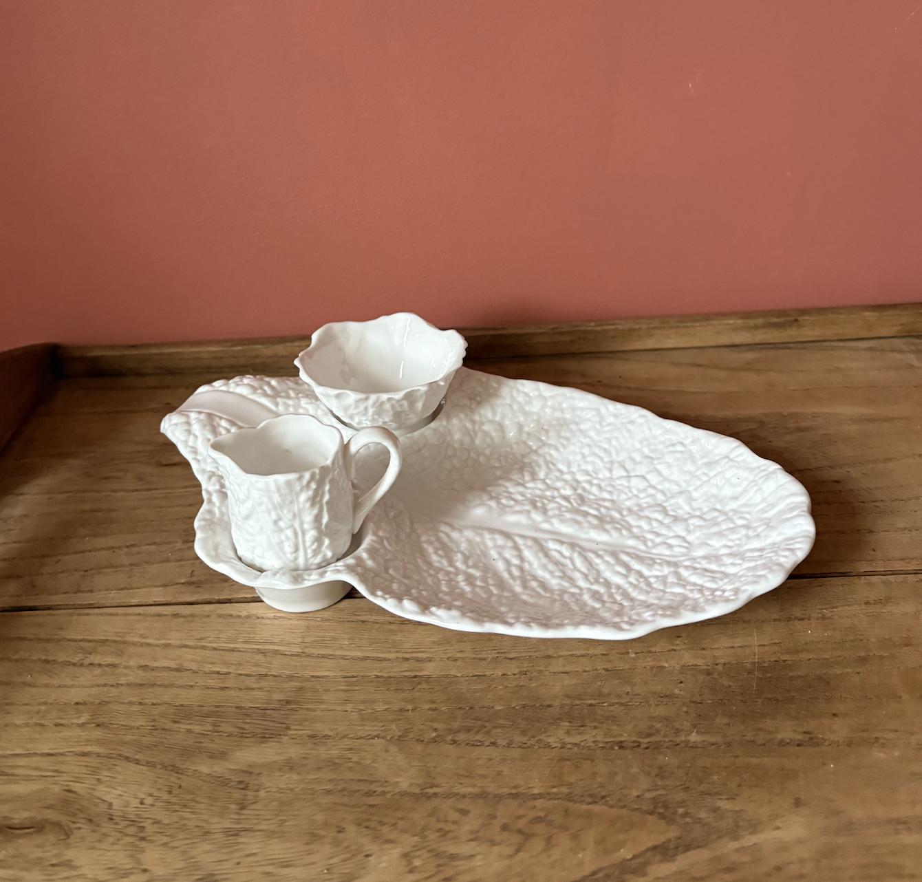 Spode White Cabbage Berry Serving Platter Set