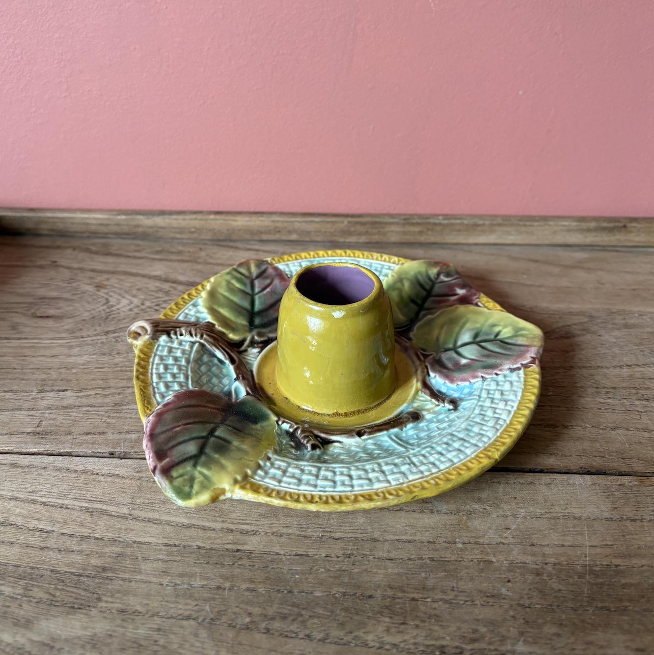 Majolica Tooth Pick Holder Plate