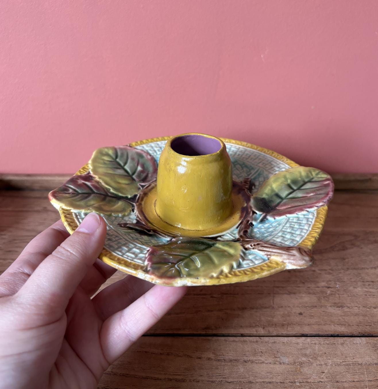 Majolica Tooth Pick Holder Plate