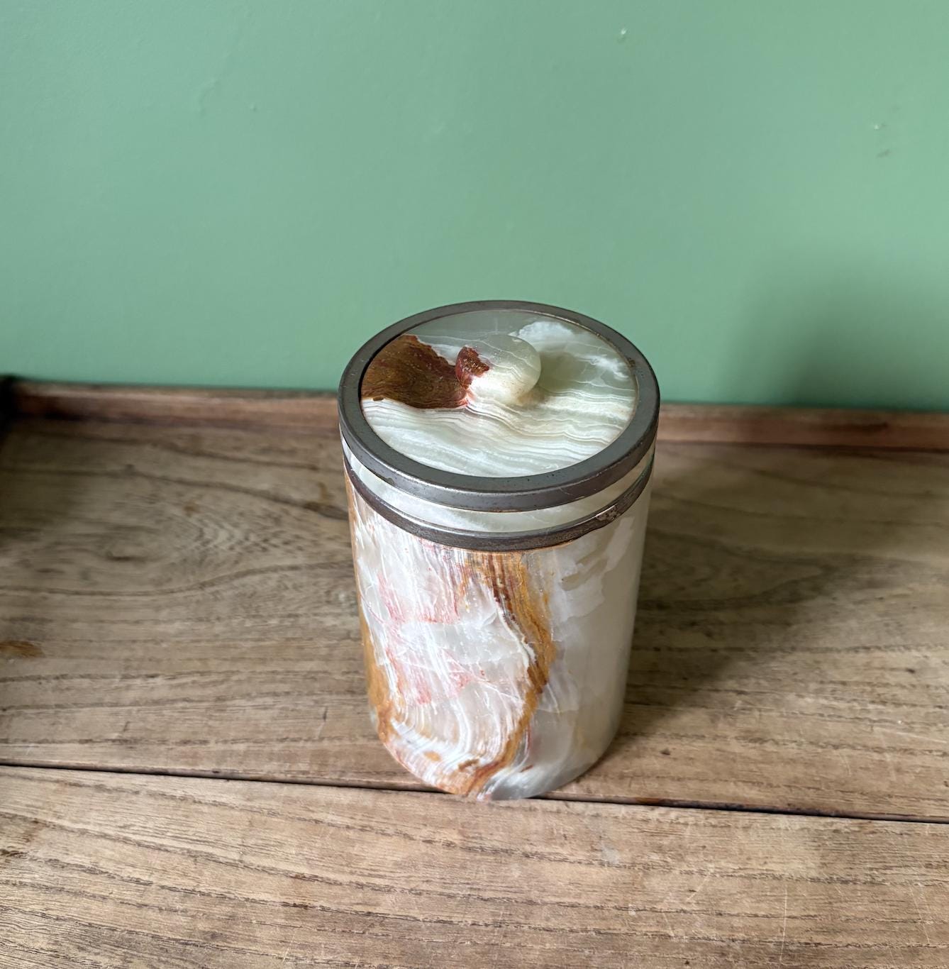 Onyx & Metal Storage Pot