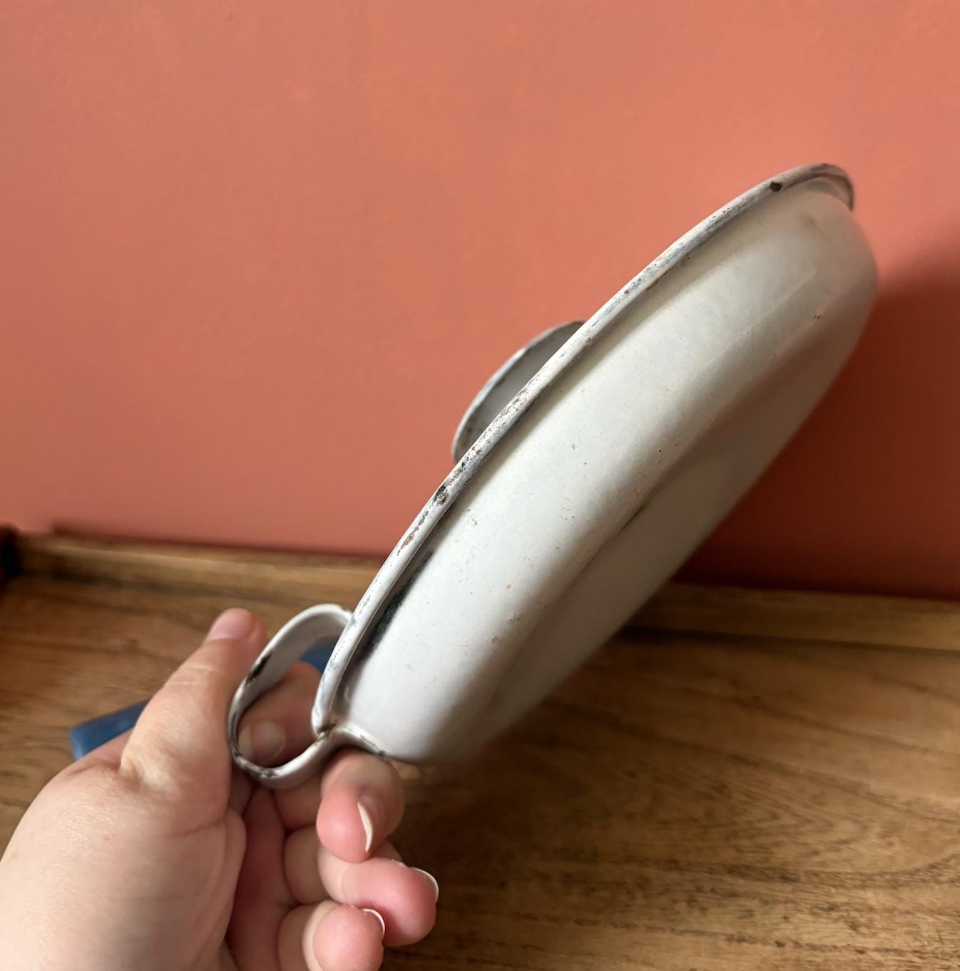 White Enamel Candle Holder | Chamber Stick