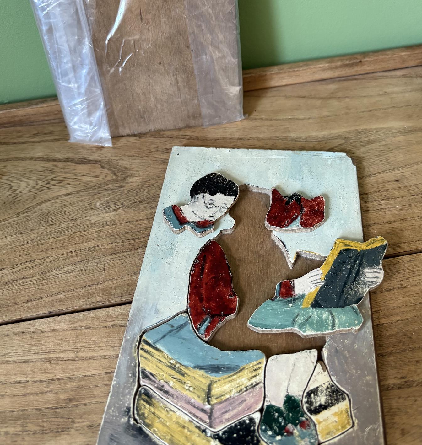 Pair of French Painted Wooden Children's Puzzles