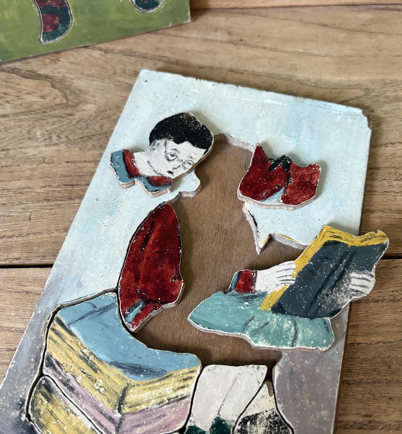 Pair of French Painted Wooden Children's Puzzles