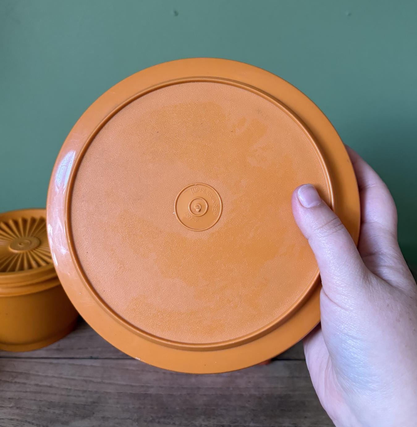 Trio of Orange Tupperware Containers - Mixed Sizes