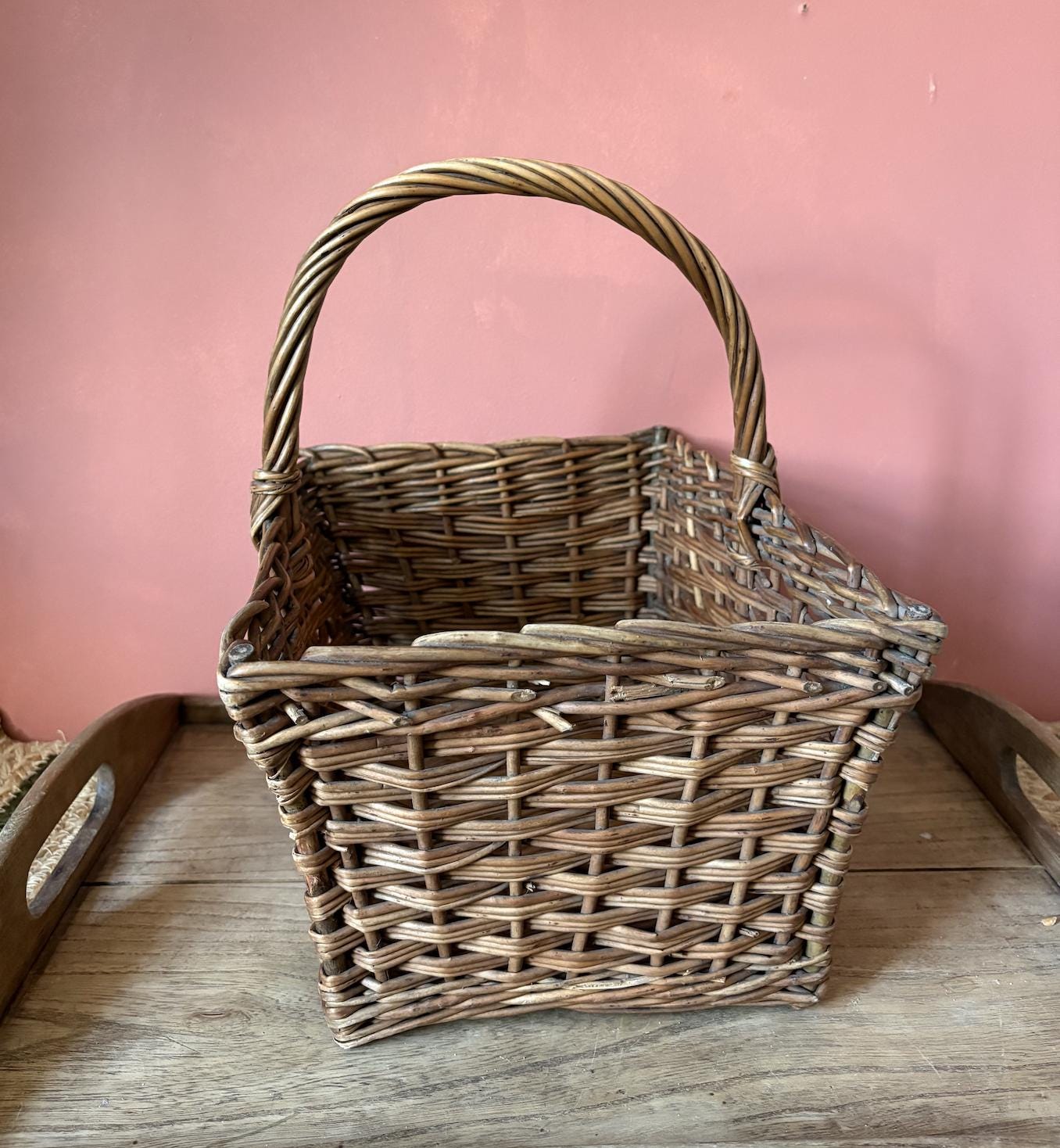 Vintage Oblong Wicker Basket