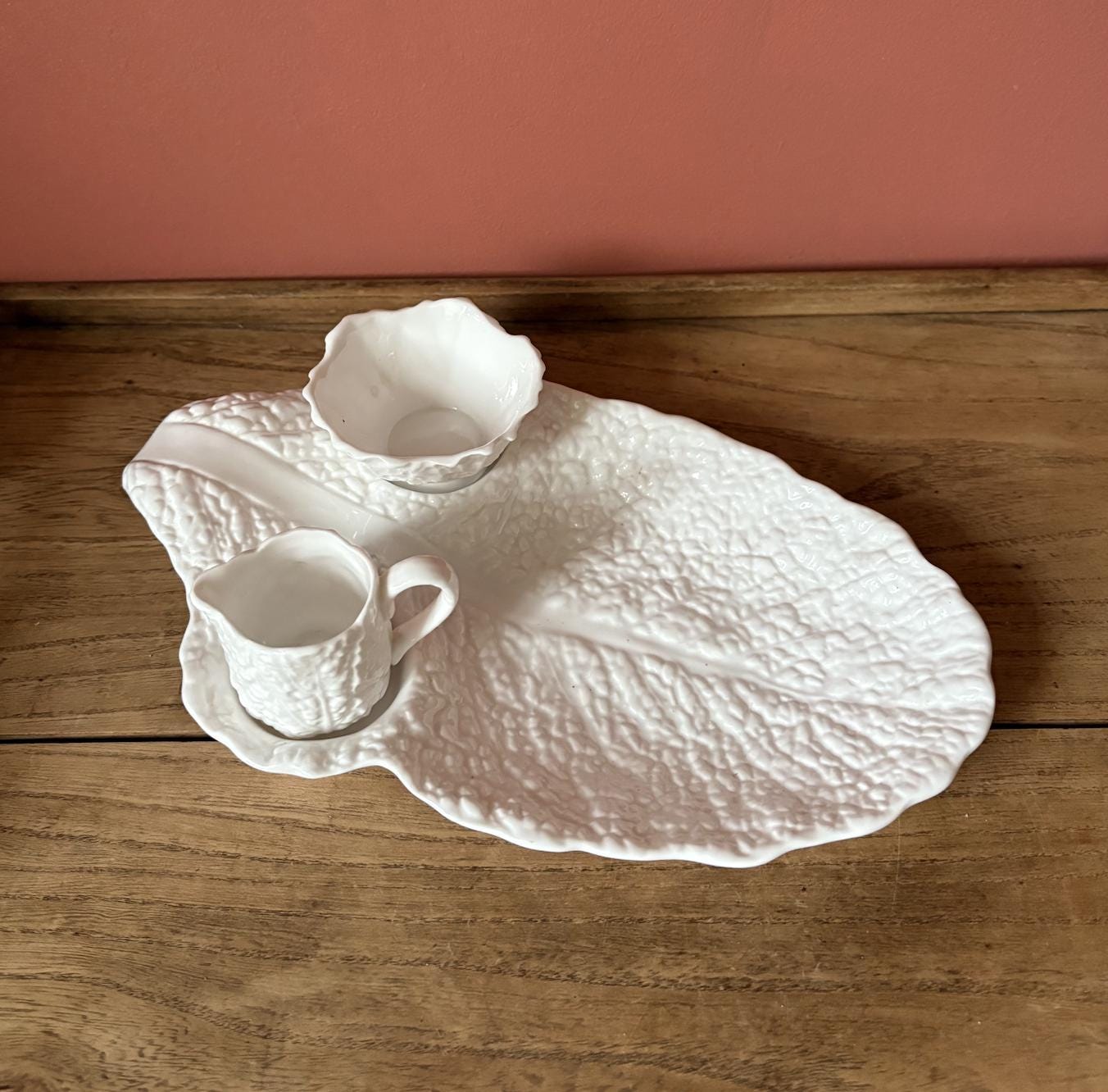 Spode White Cabbage Berry Serving Platter Set