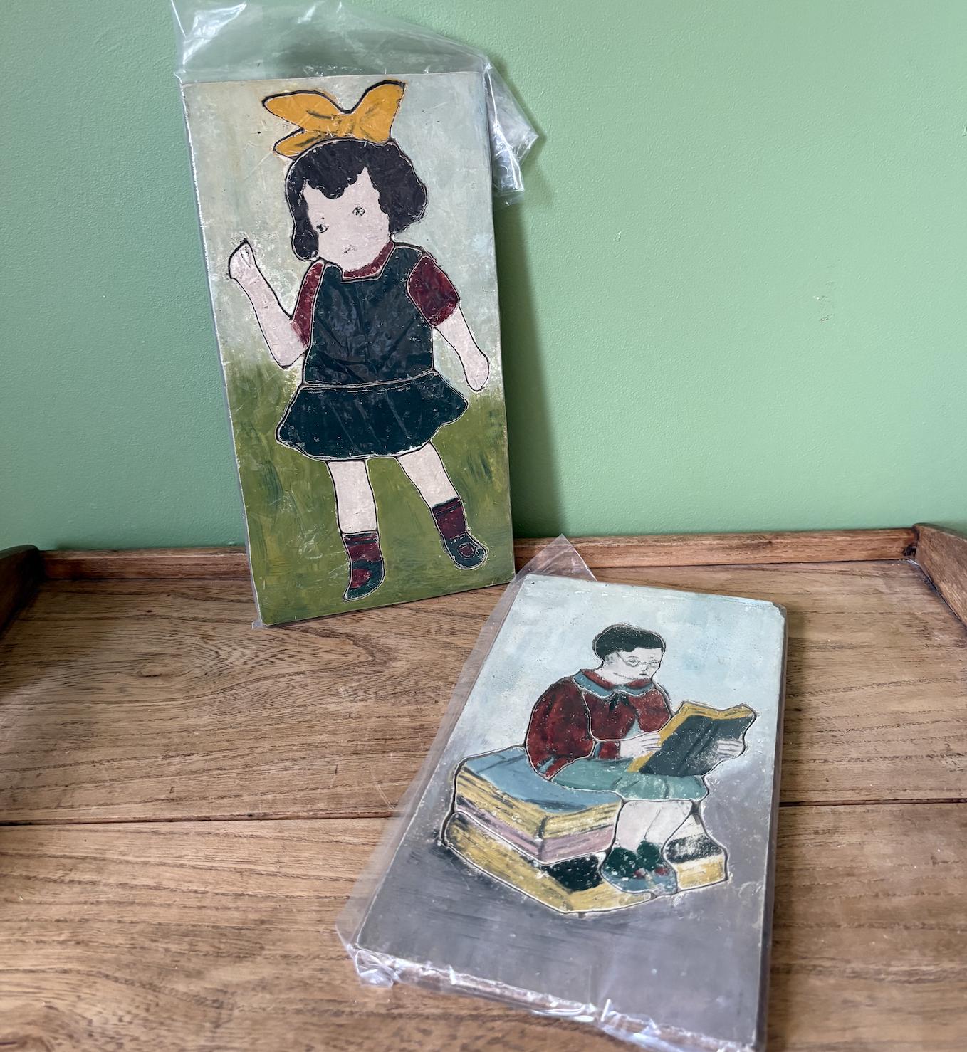 Pair of French Painted Wooden Children's Puzzles