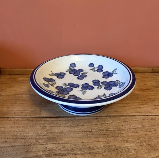 April Cornell Pedestal Bowl - Blueberry Pattern