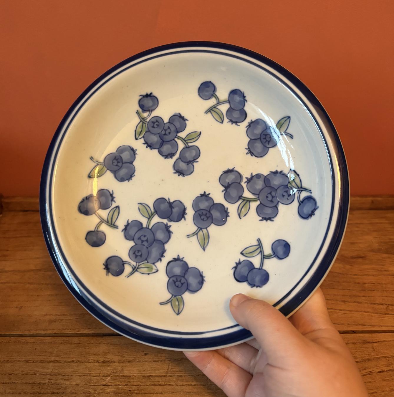 April Cornell Pedestal Bowl - Blueberry Pattern