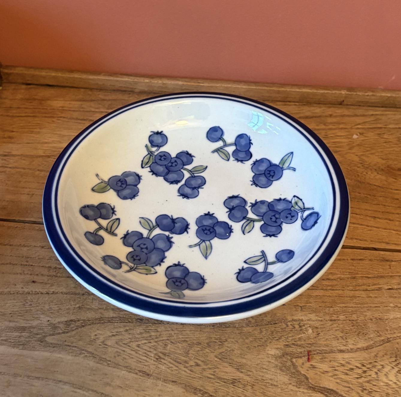 April Cornell Pedestal Bowl - Blueberry Pattern