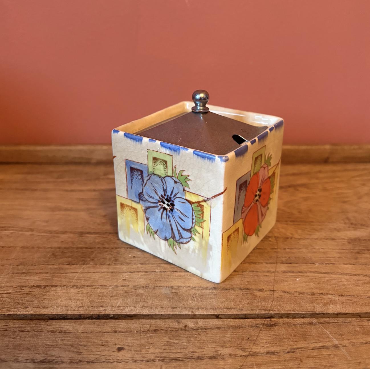 Coronet Ware Square Floral Condiment Pot