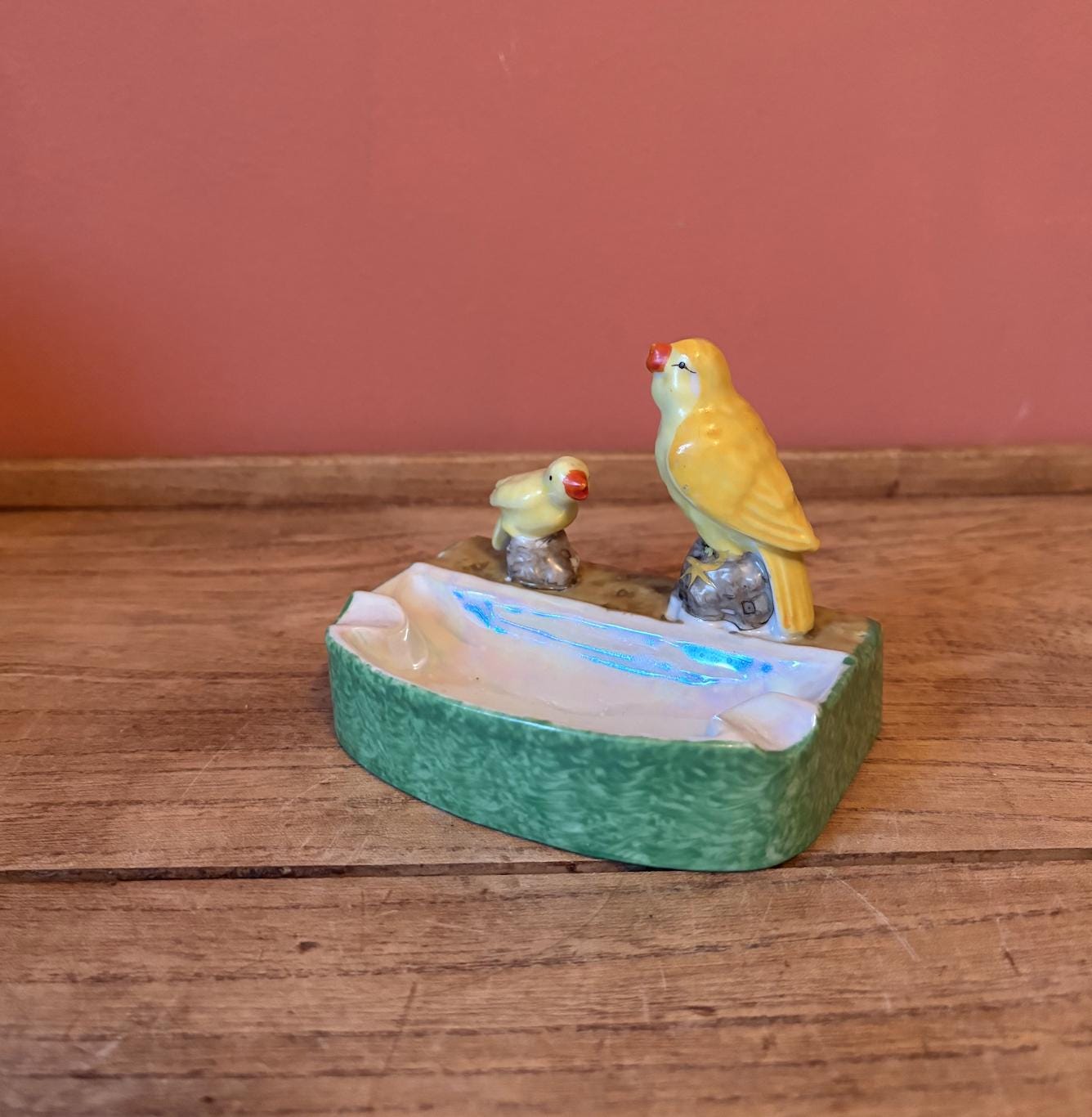 Japanese Two Chicks Ceramic Ashtray