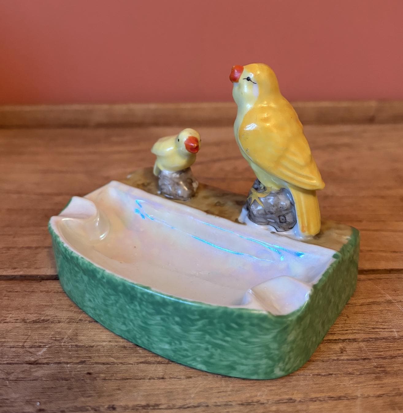 Japanese Two Chicks Ceramic Ashtray