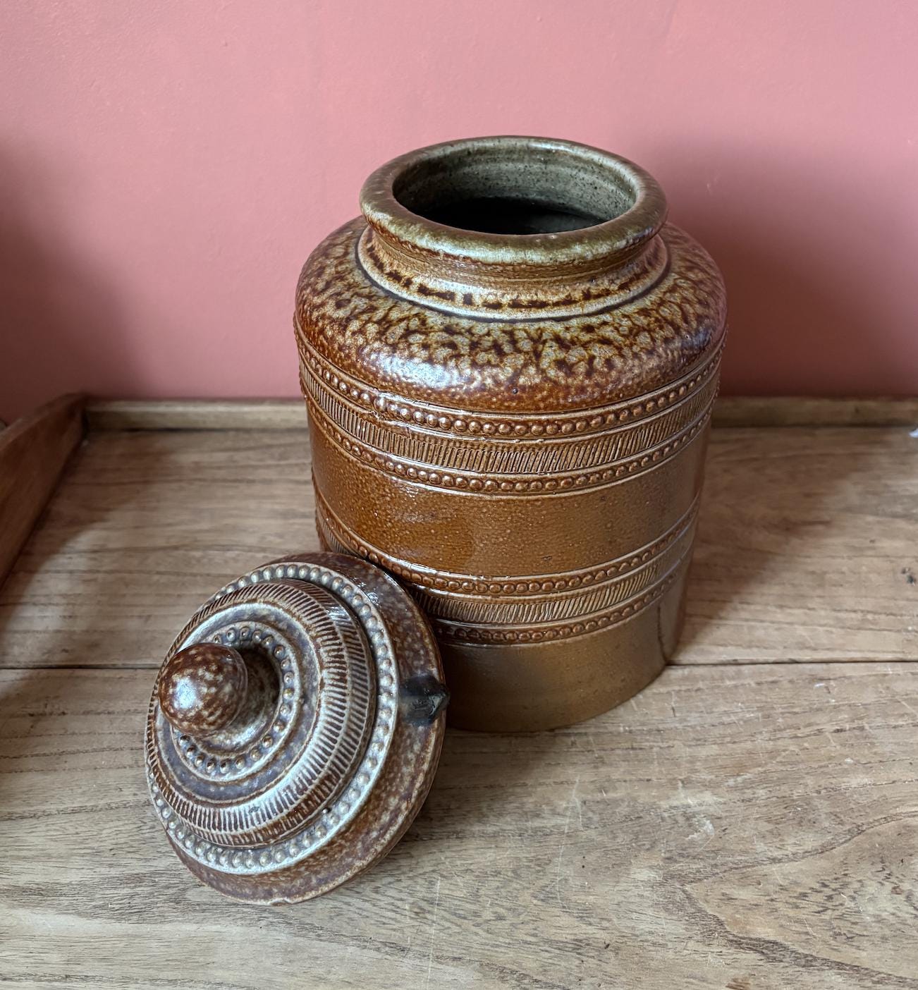 Ampos Filhos, Aveiro Brown Salt Glaze Lidded Container