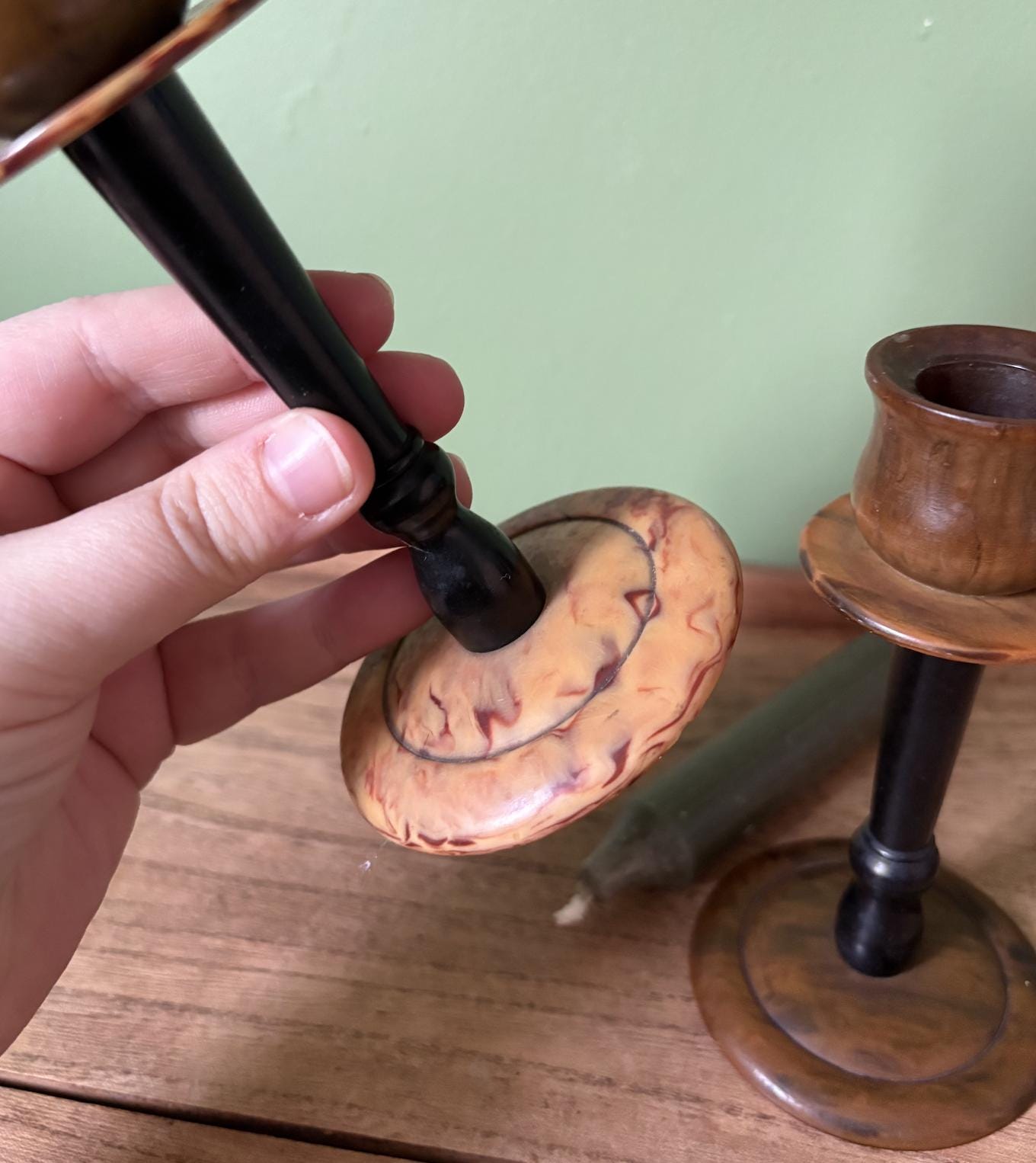 Non Matching Pair of Bakerlite Candle Stick Holders