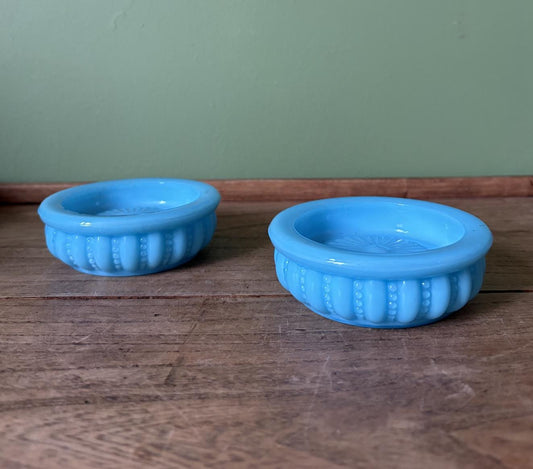Pair of Blue Opaline Glass Dishes