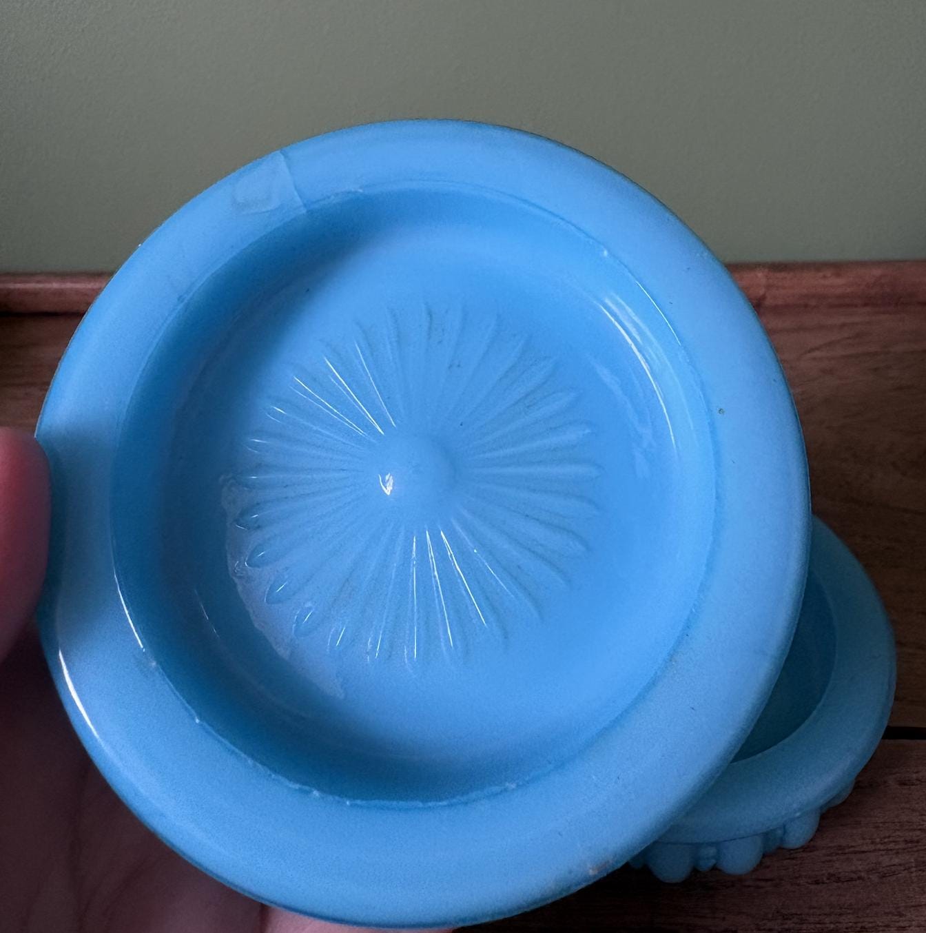 Pair of Blue Opaline Glass Dishes