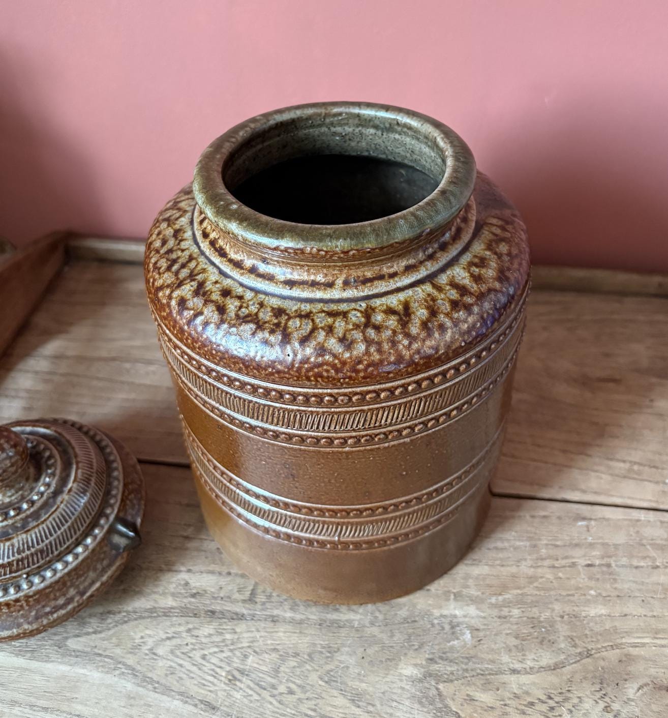 Ampos Filhos, Aveiro Brown Salt Glaze Lidded Container