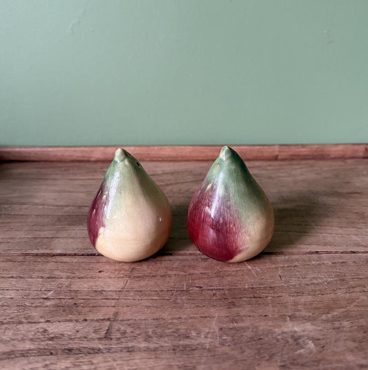 Pair of Fig Shaped Ceramic Salt & Pepper Shakers