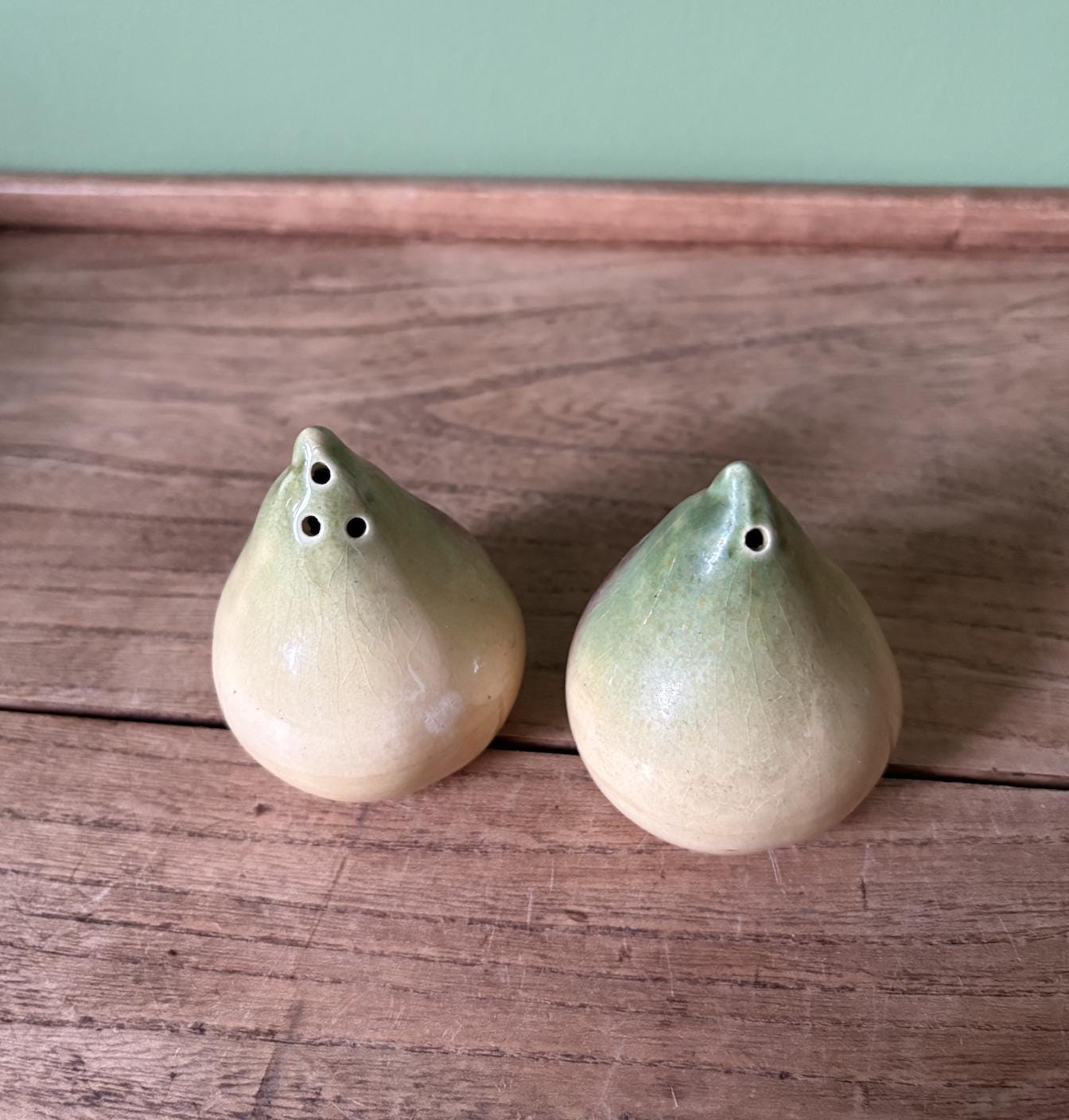 Pair of Fig Shaped Ceramic Salt & Pepper Shakers
