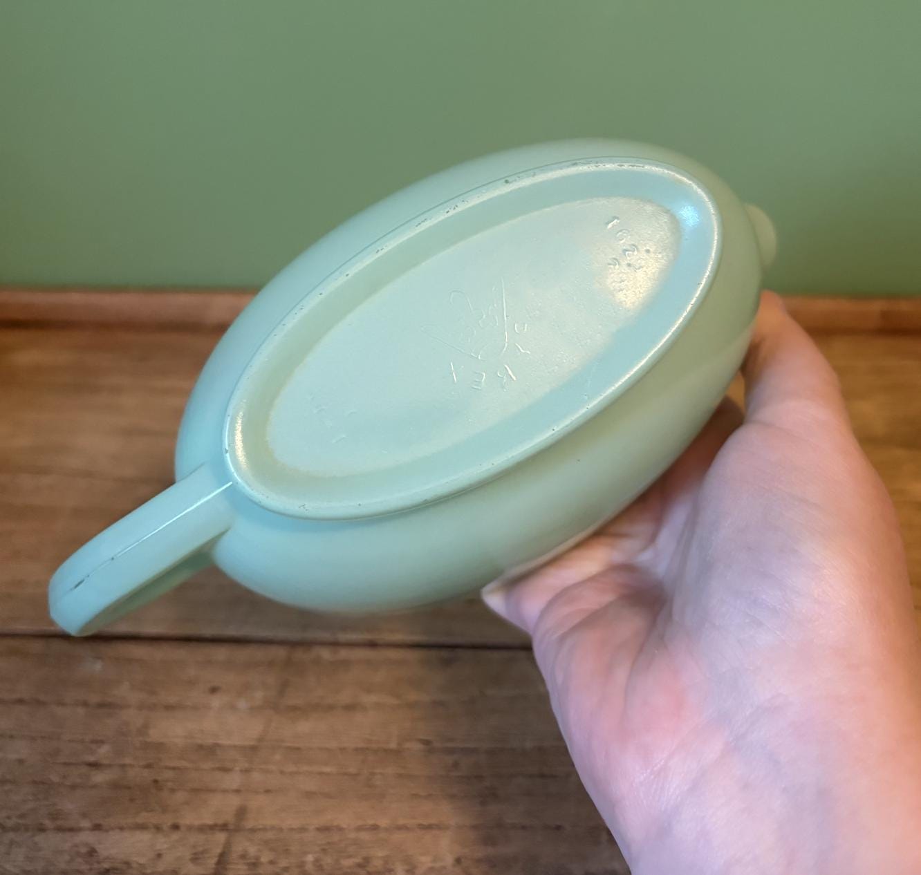 Pyrex Mint Green Glass Gravy Boat