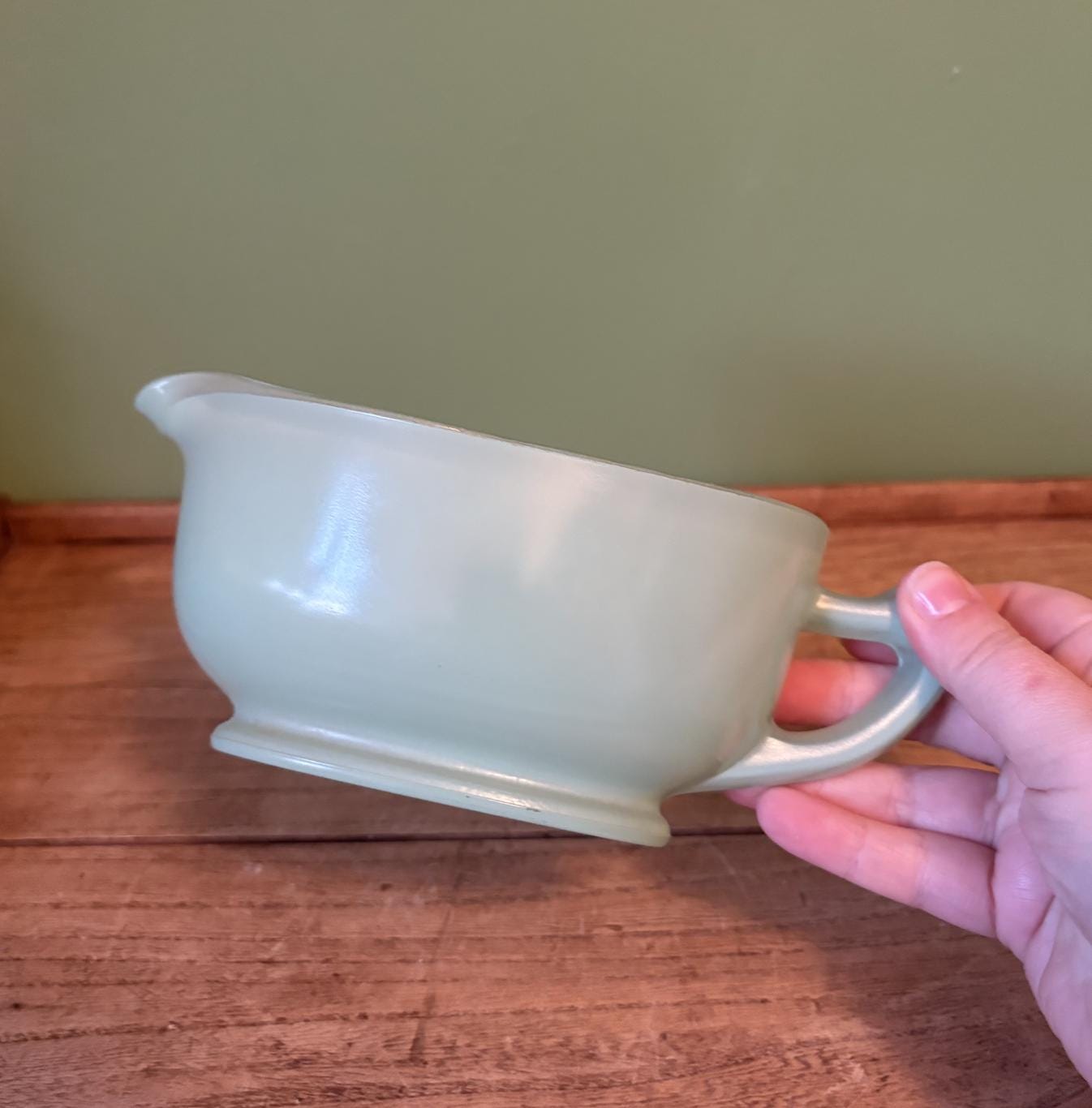 Pyrex Mint Green Glass Gravy Boat