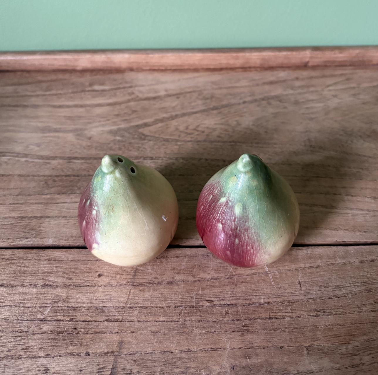 Pair of Fig Shaped Ceramic Salt & Pepper Shakers