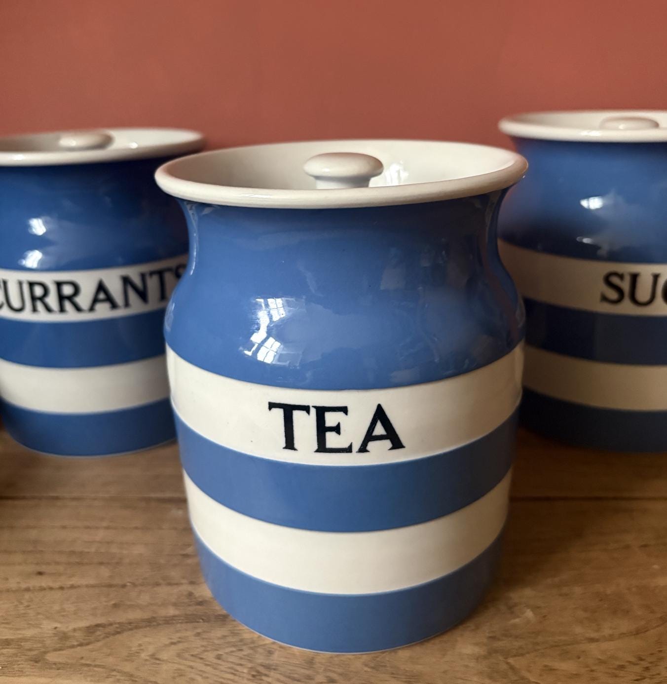 Cornishware Blue and White Striped Storage Containers