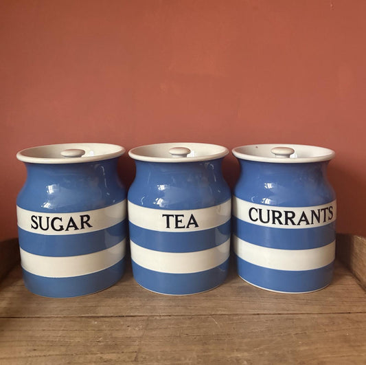 Cornishware Blue and White Striped Storage Containers