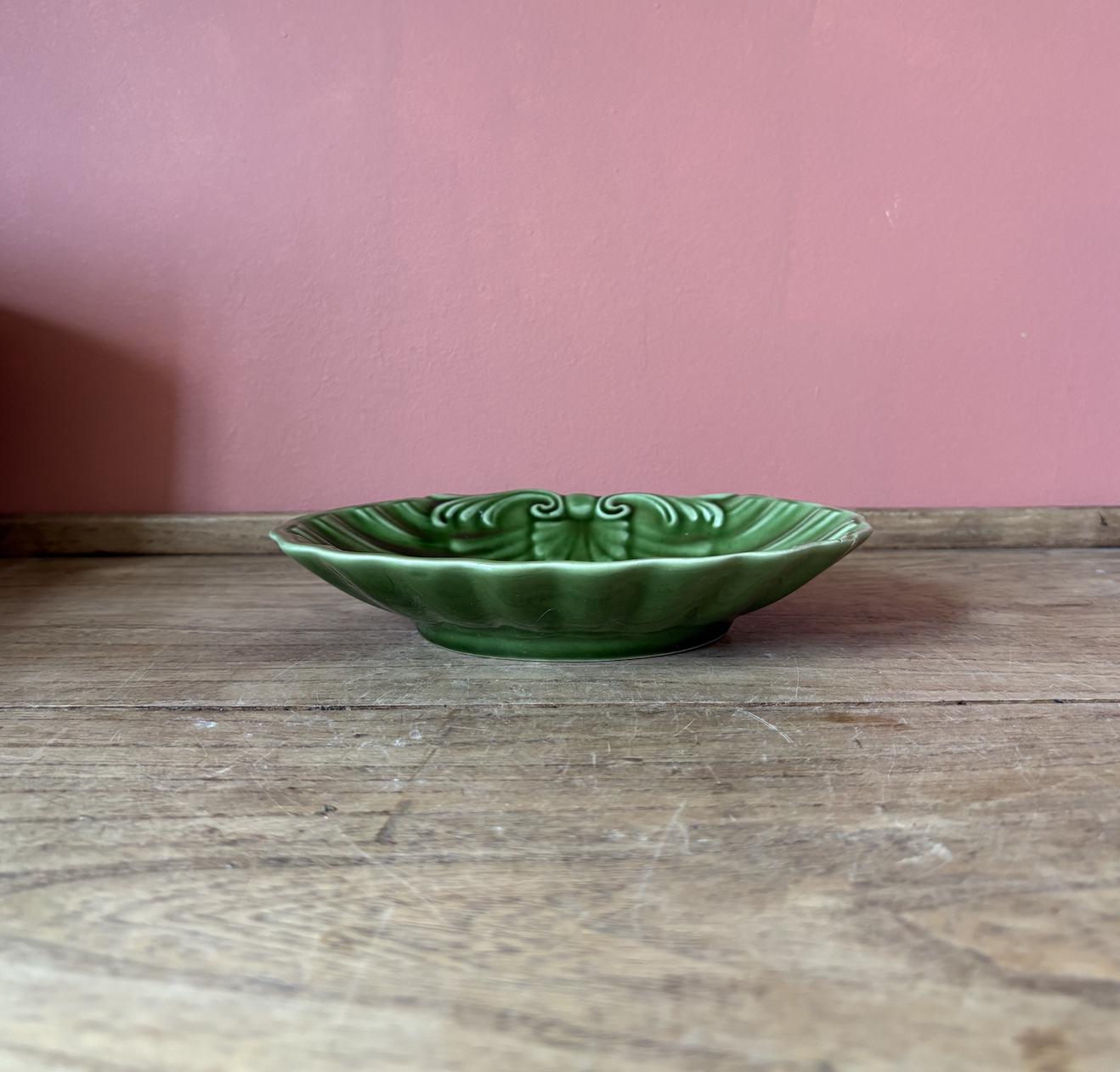 Green Majolica Sia Shell Shaped Dish