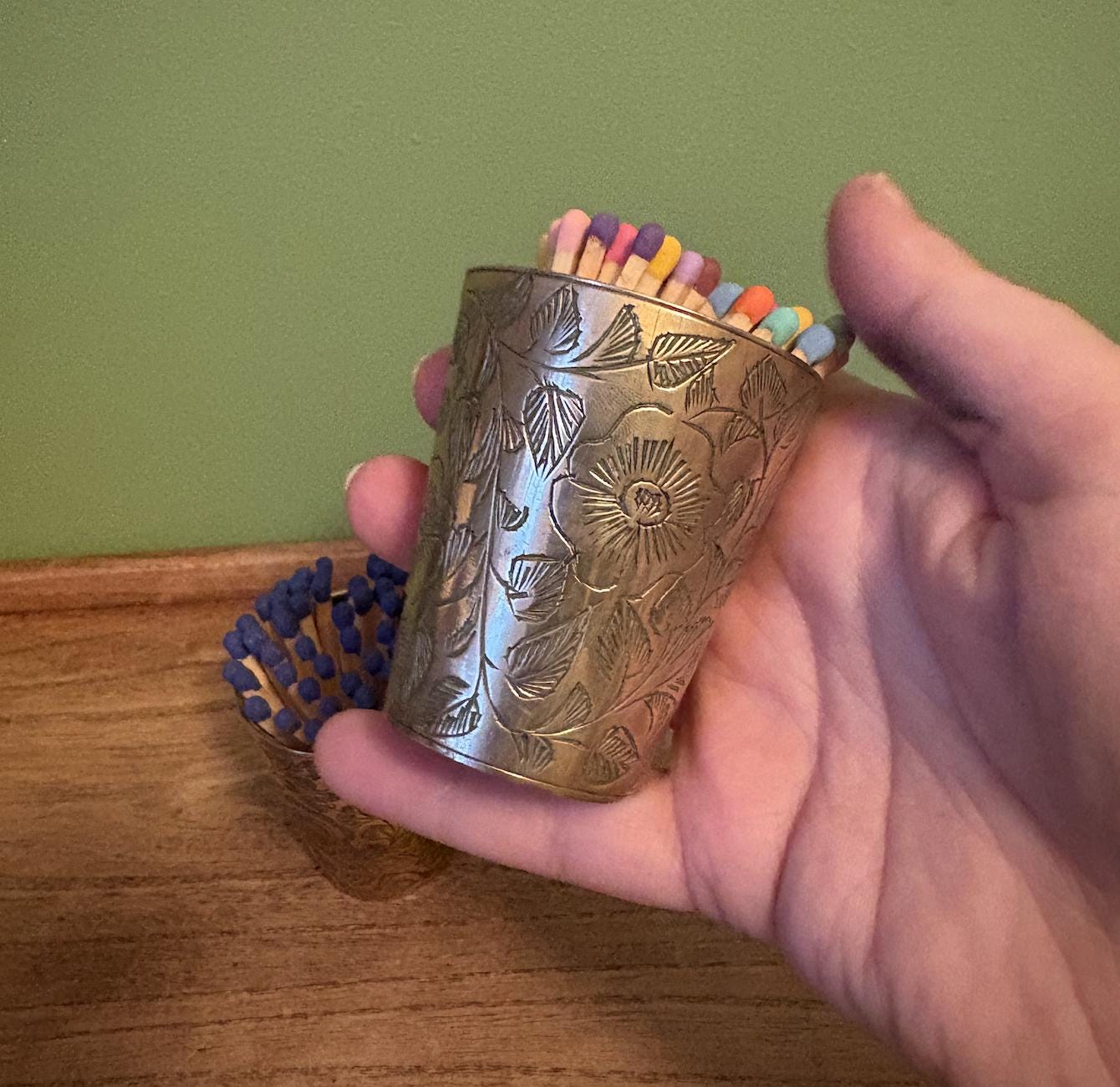 Etched Brass Match Pots