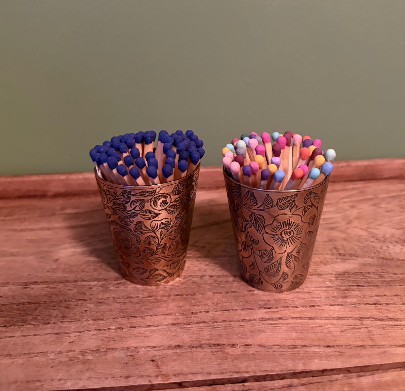 Etched Brass Match Pots