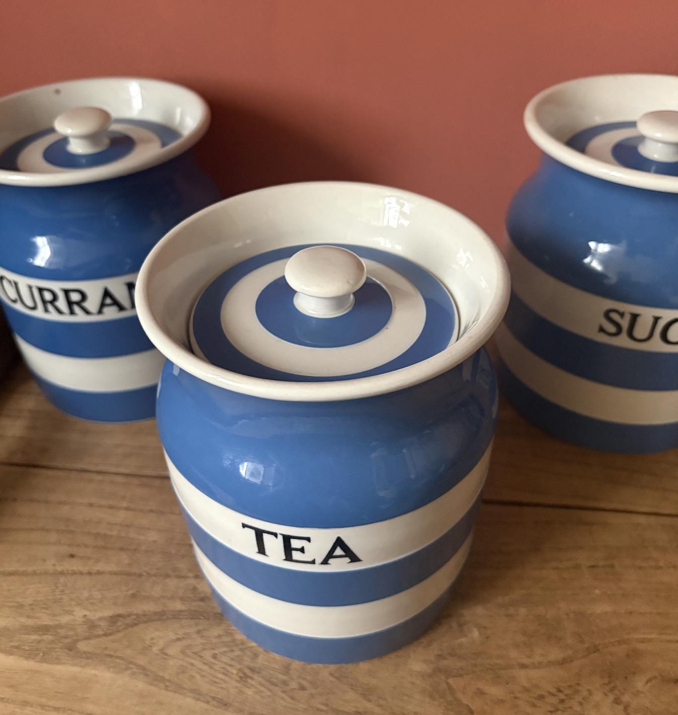 Cornishware Blue and White Striped Storage Containers