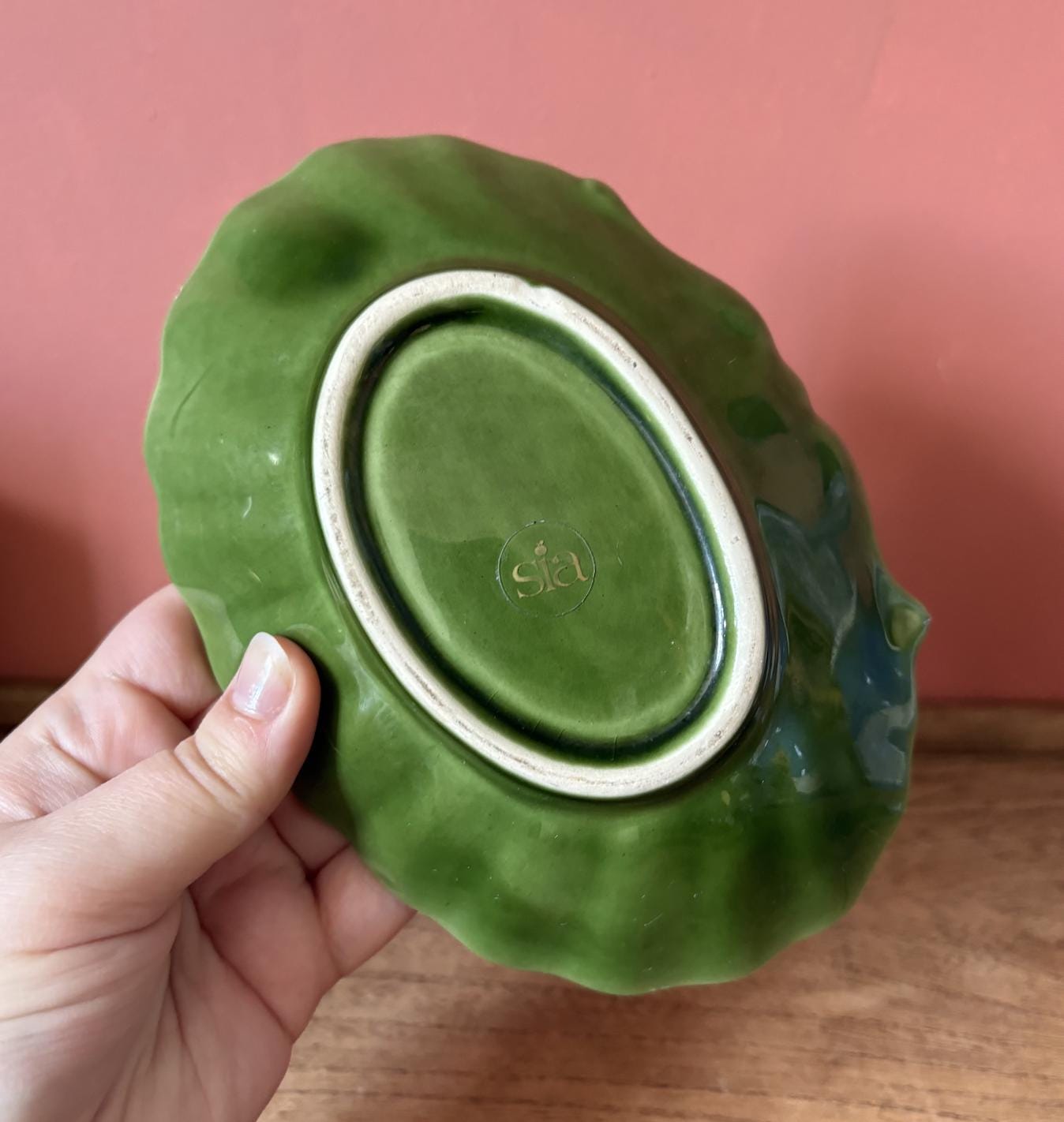 Green Majolica Sia Shell Shaped Dish