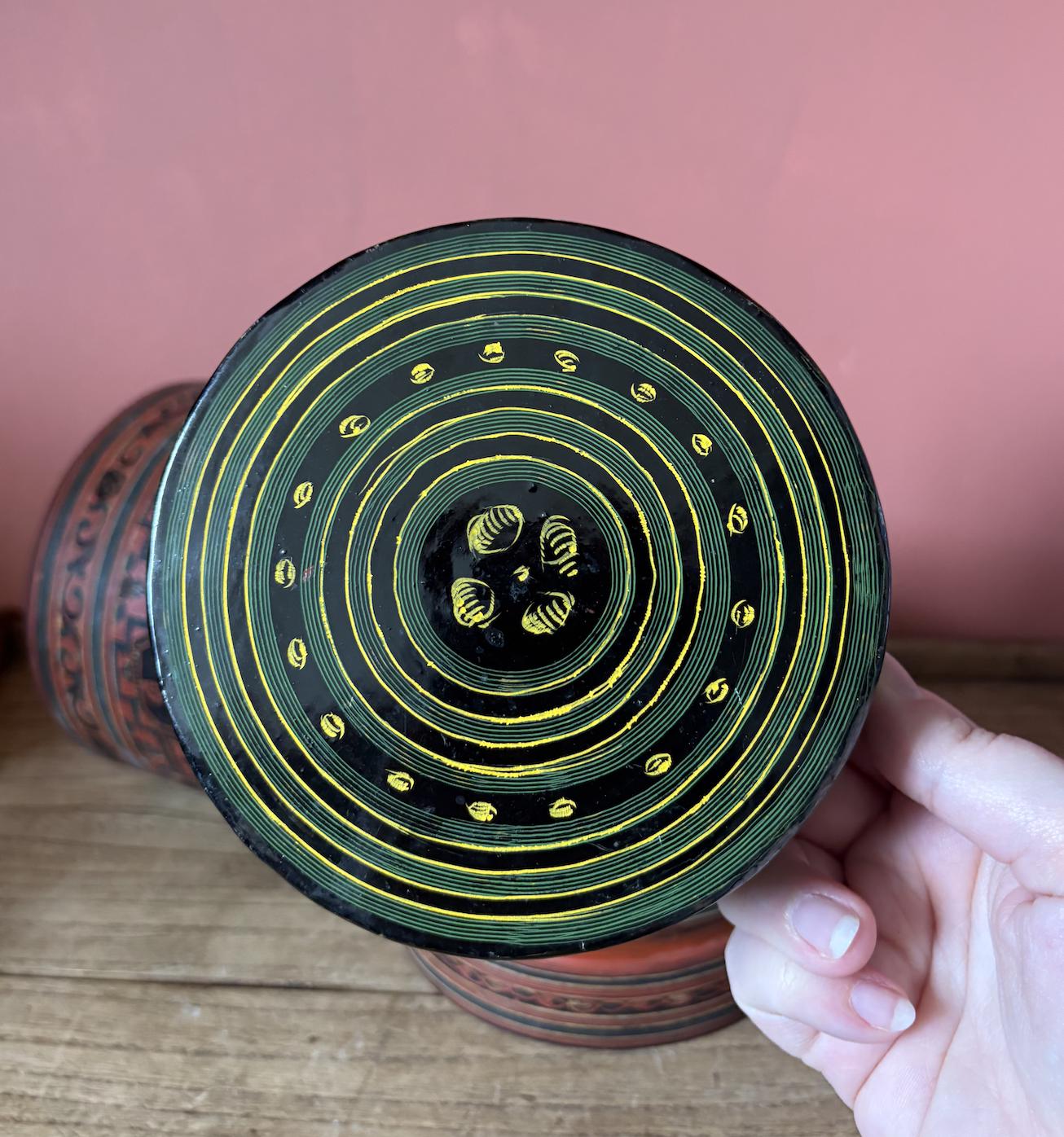 Burmese Red Lacquered Betel Stacking Box