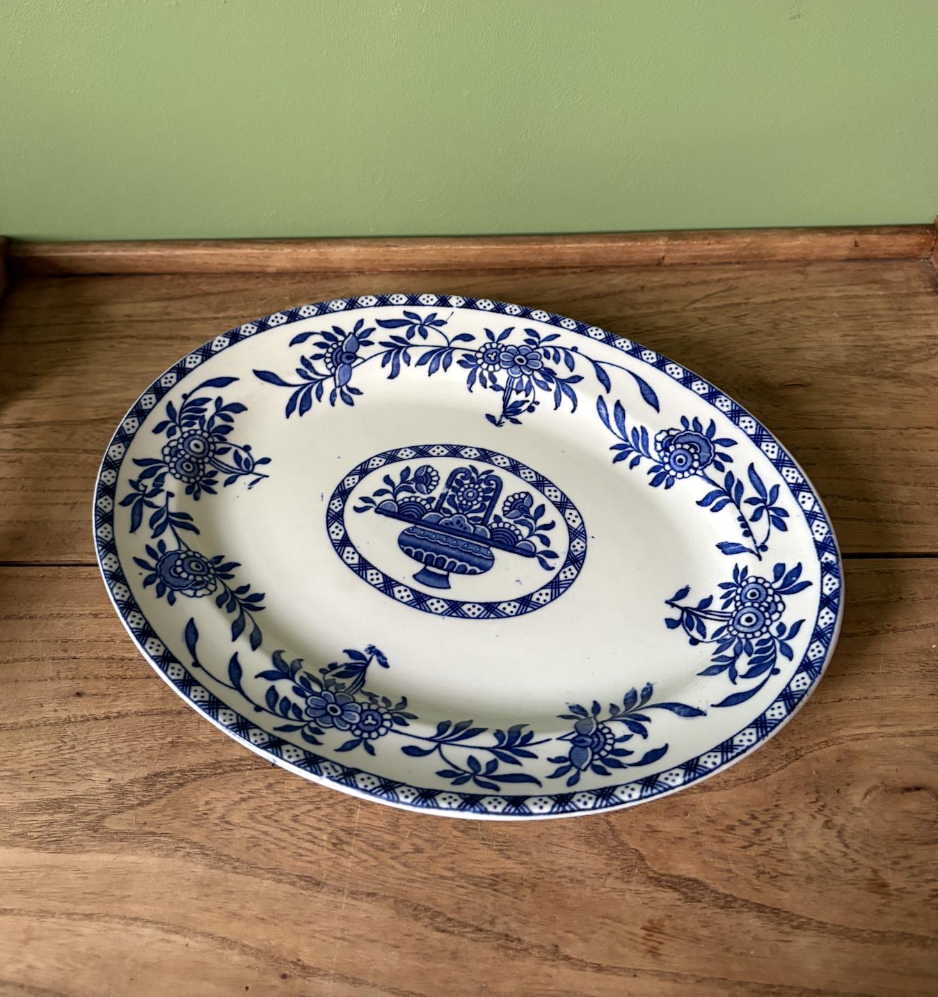 Delph Blue and White Oval Serving Platter