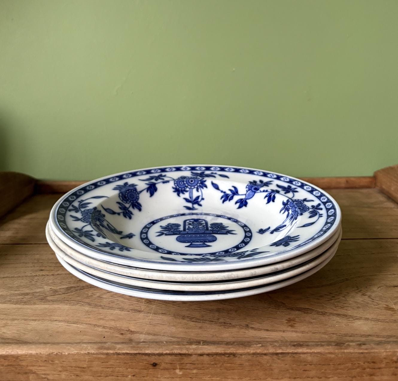 Three Minton Delph Large Shallow Bowls