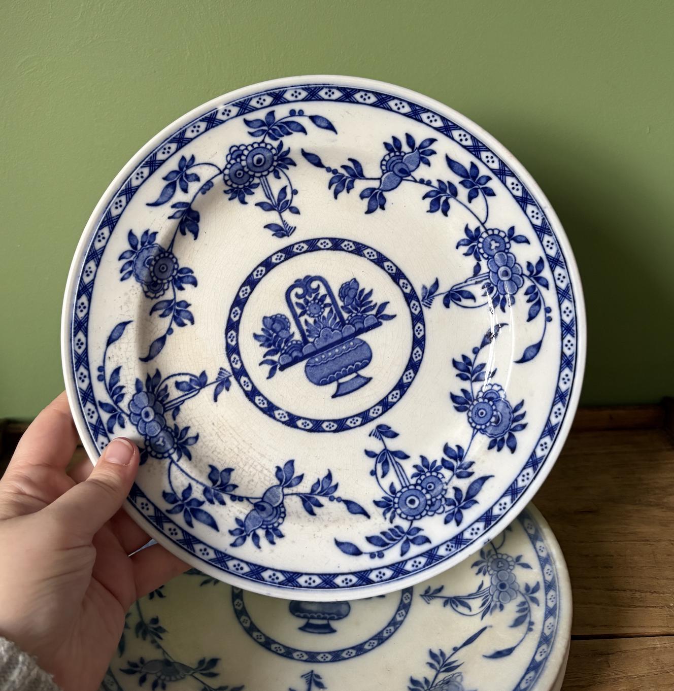 Four Minton Delph Blue and White Small Plates