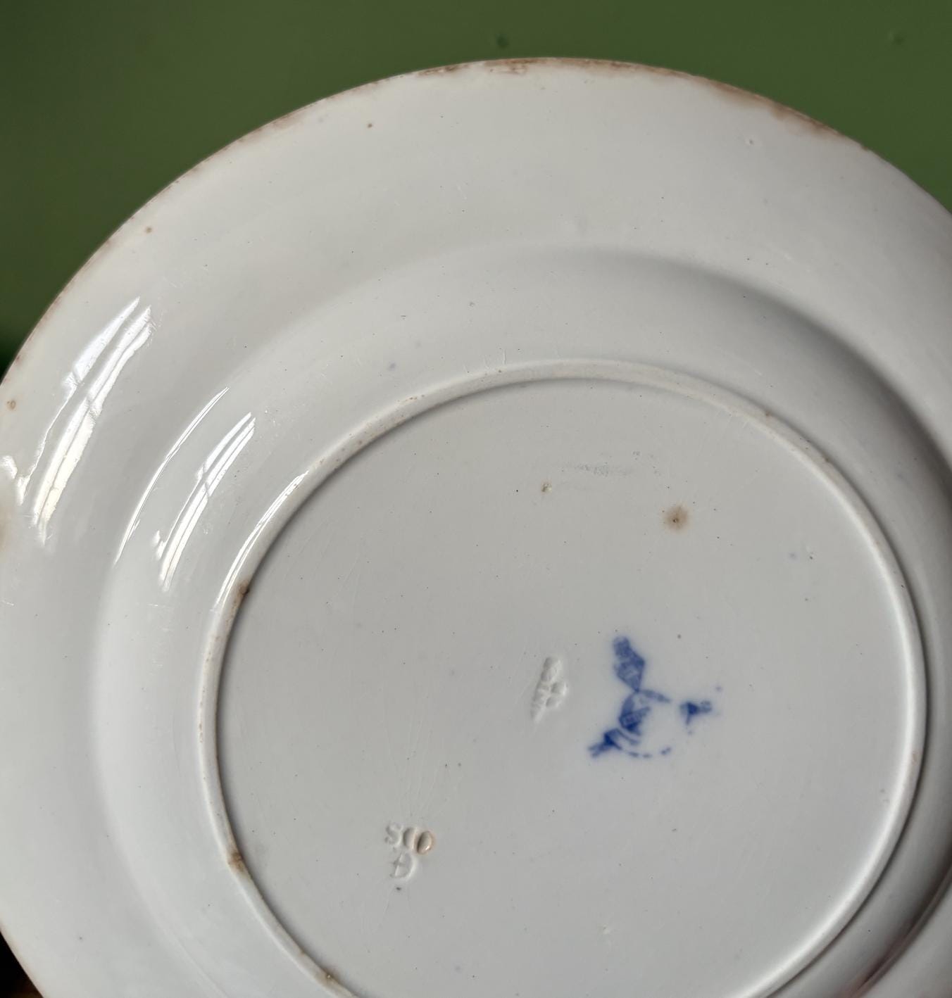 Three Large Minton Delph Blue and White Plates