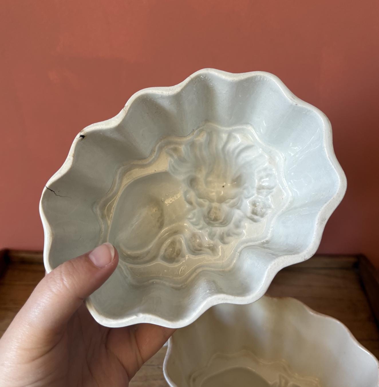 19th Century Ceramic Lion Jelly Moulds